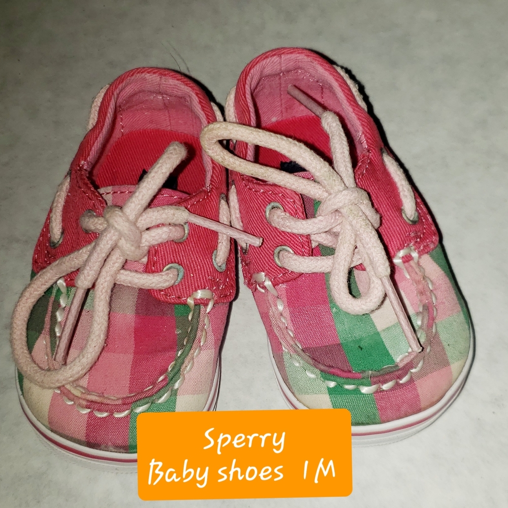 Sperry Pink Plaid Baby Shoes